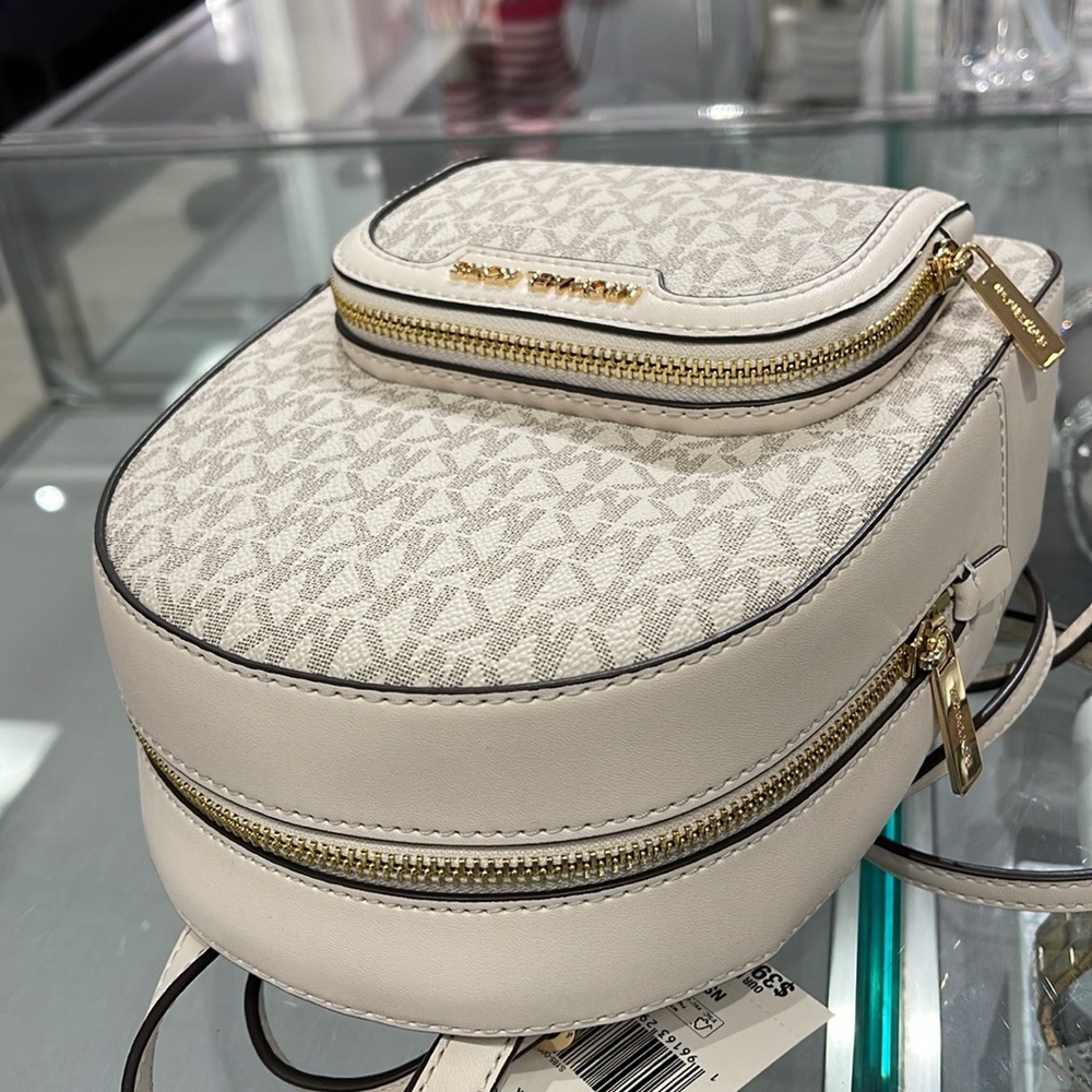 Michael Kors Ladies Backpack Bag Jaycee XS Conv Zip Backpack Light Cream Multi - Picture 3 of 16